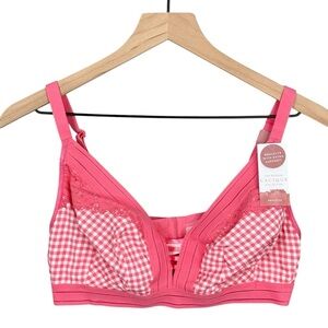 Cacique Bralette 14/16 NWT Pink Gingham Plaid Adjustable Unlined Comfortable